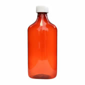 16 Oz Amber Oval Bottles /w Oral Adapters